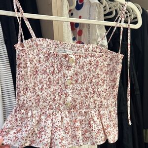 Pink and White Floral Crop Top